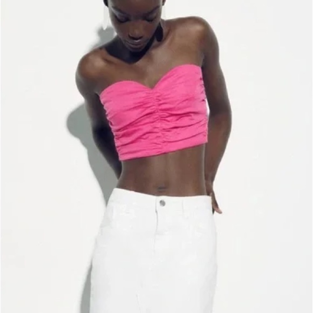 Zara Pink Strapless Top
